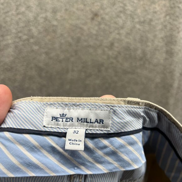 Peter Millar Dress Pants Mens 32 Beige Chino Flat Front Khaki Tan Trouser Slacks - Picture 8 of 11